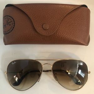 Authentic Ray Ban Aviators 3025 Brown/Gold Large